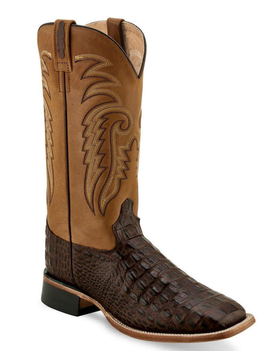 Old West Brown Gator Print Mens Gator Print Boots - Old West