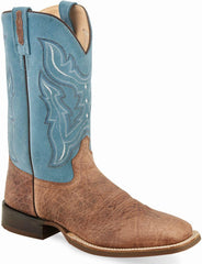 Old West Brown Bull Hide Mens Square Toe Boots - Old West