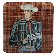 Vintage Cowboy Striped Blue Shirt Western Cork-Backed Coaster - Flyclothing LLC