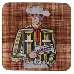Vintage Cowboy Striped Yellow Shirt Western Cork-Backed Coaster - Flyclothing LLC