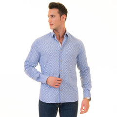 Gravity Homme Men's Long Sleeve Button Down / Blue Heaven C12 - Flyclothing LLC