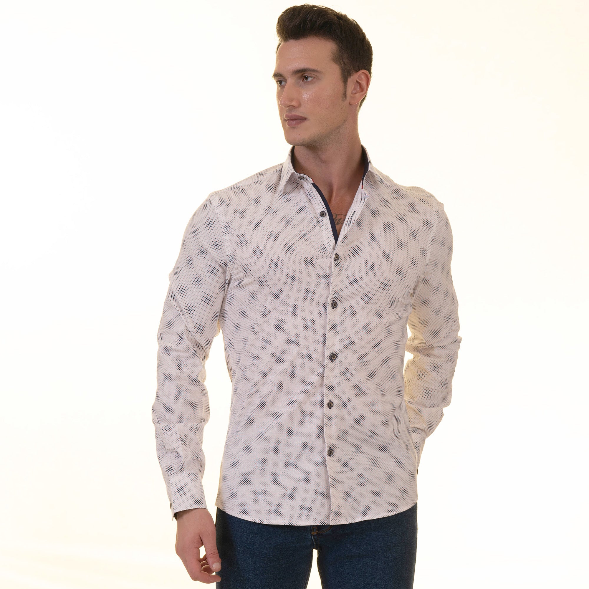 Gravity Homme Men's Long Sleeve Button Down / Pierre Rouge C13 - Flyclothing LLC