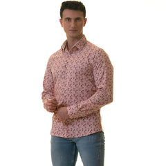 Gravity Homme Men's Long Sleeve Button Down / Positano Rosa C17 - Flyclothing LLC