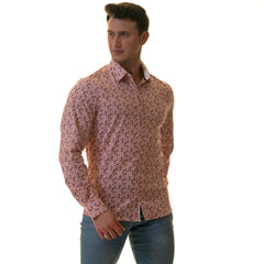 Gravity Homme Men's Long Sleeve Button Down / Positano Rosa C17 - Flyclothing LLC