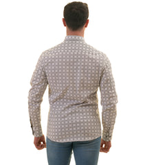 Gravity Homme Men's Long Sleeve Button Down / Shagreen Blanc C2 - Flyclothing LLC