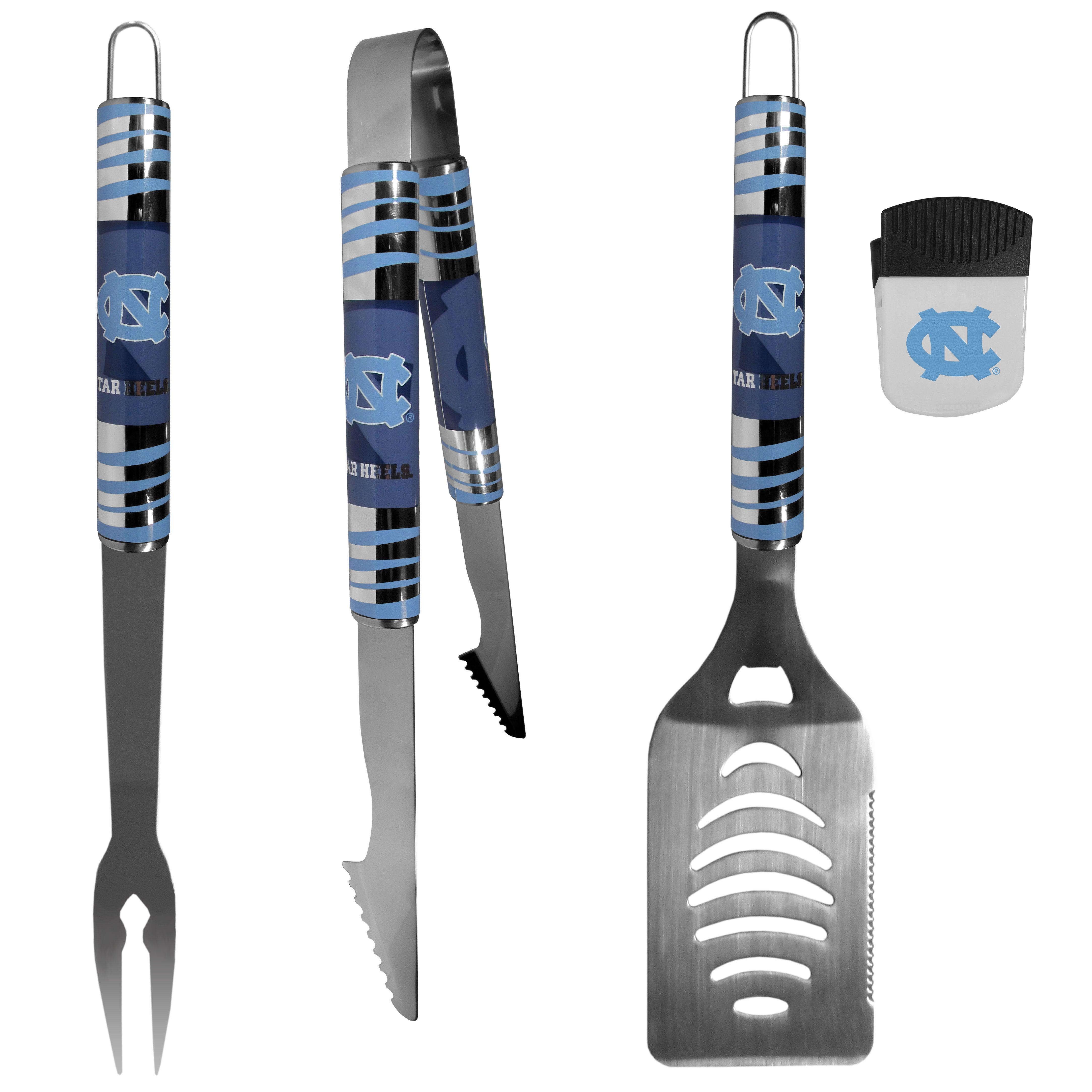 N. Carolina Tar Heels 3 pc BBQ Set and Chip Clip - Flyclothing LLC