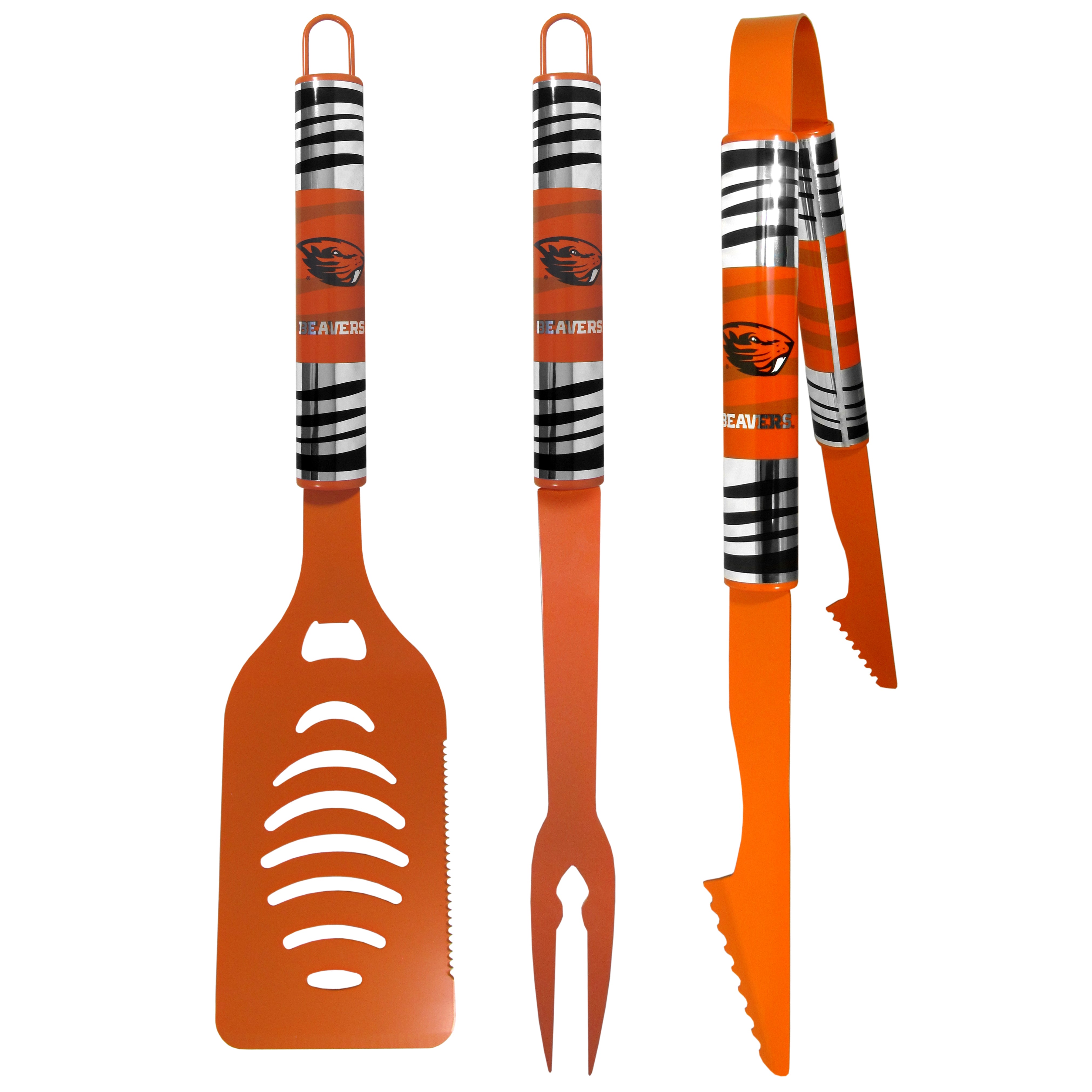 Oregon St. Beavers 3 pc Color BBQ Tool Set