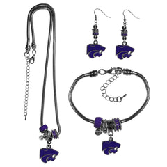 Kansas St. Wildcats Euro Bead Jewelry 3 piece Set - Flyclothing LLC