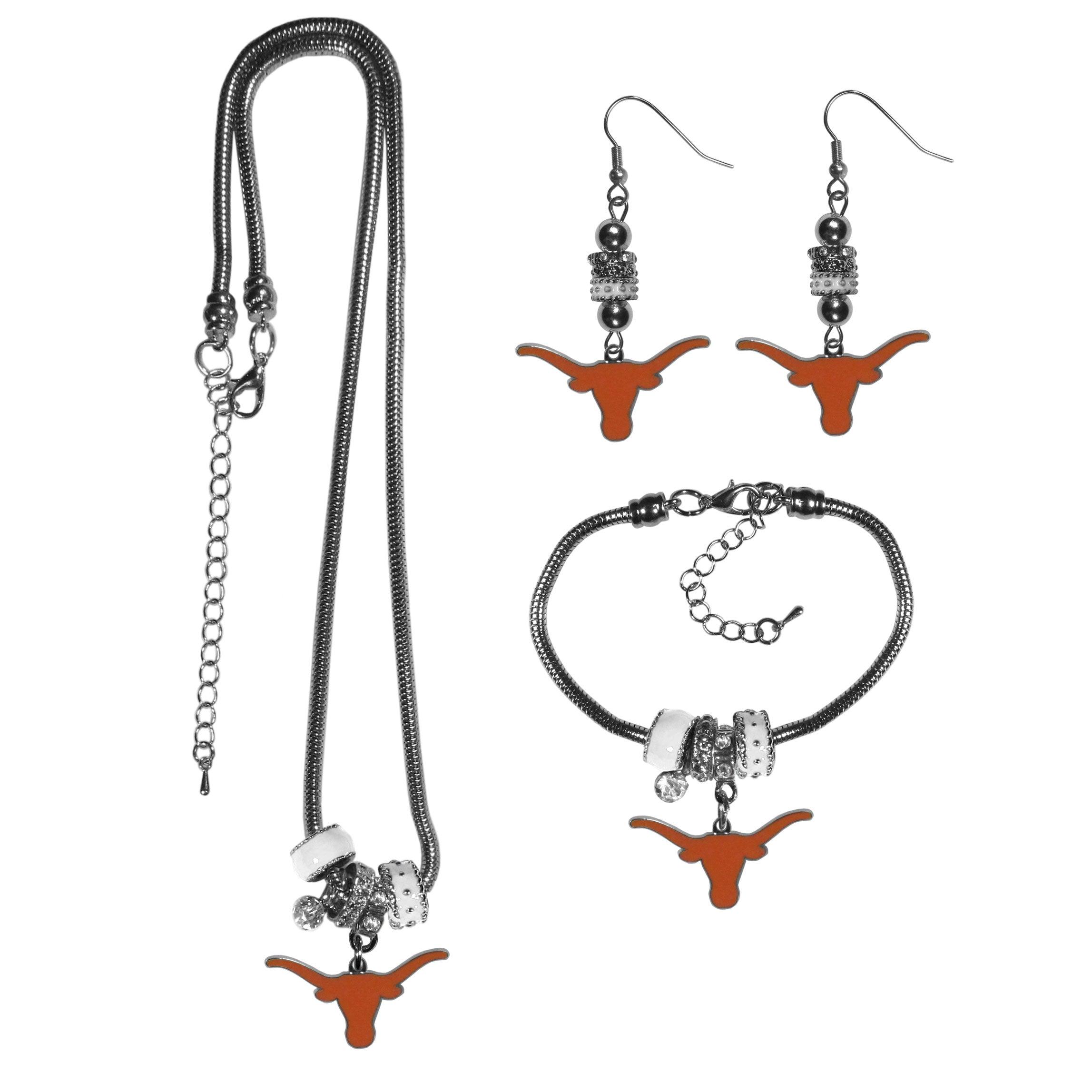 Texas Longhorns Euro Bead Jewelry 3 piece Set - Flyclothing LLC
