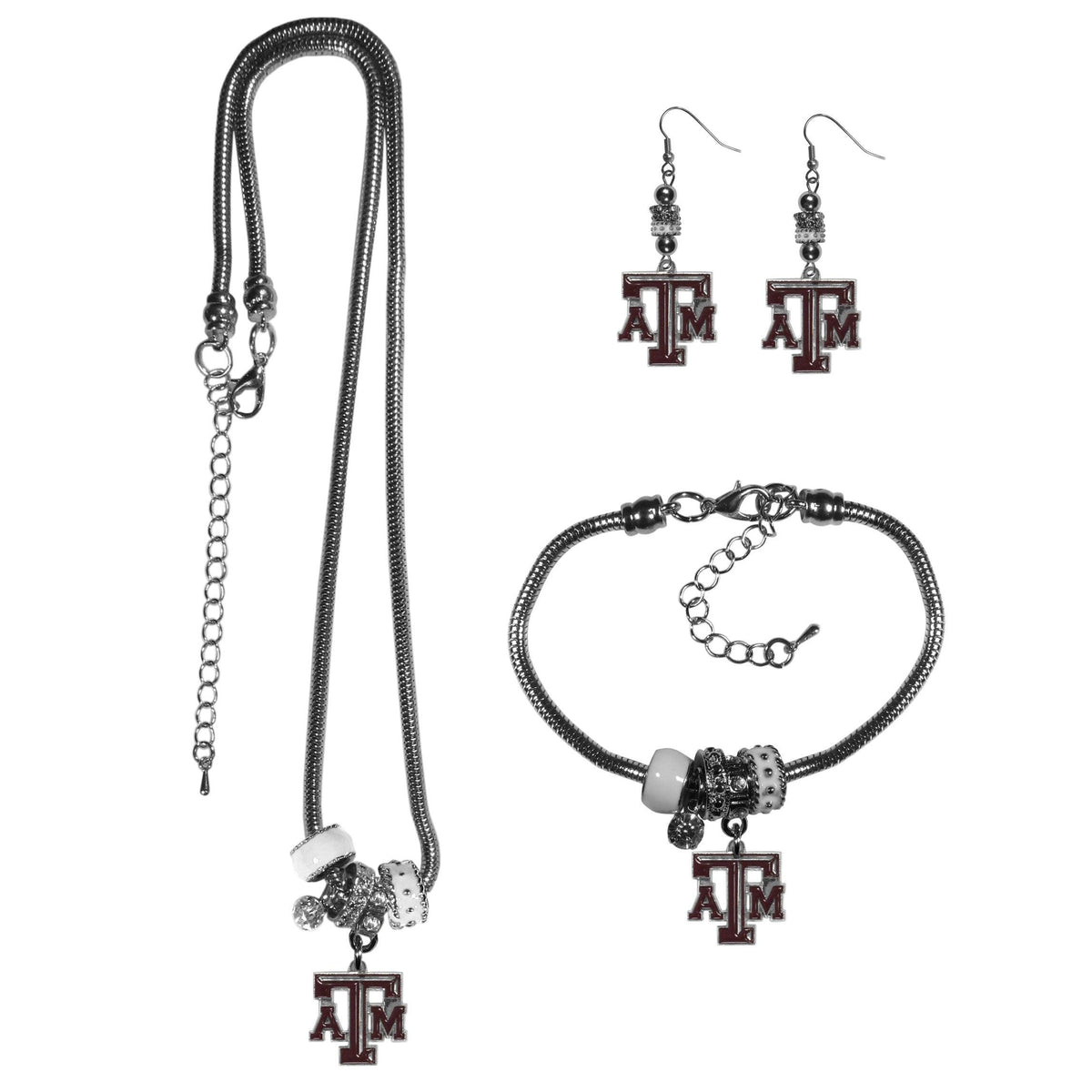 Texas A & M Aggies Euro Bead Jewelry 3 piece Set - Flyclothing LLC