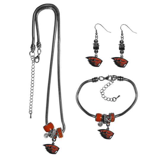 Oregon St. Beavers Euro Bead Jewelry 3 piece Set - Flyclothing LLC