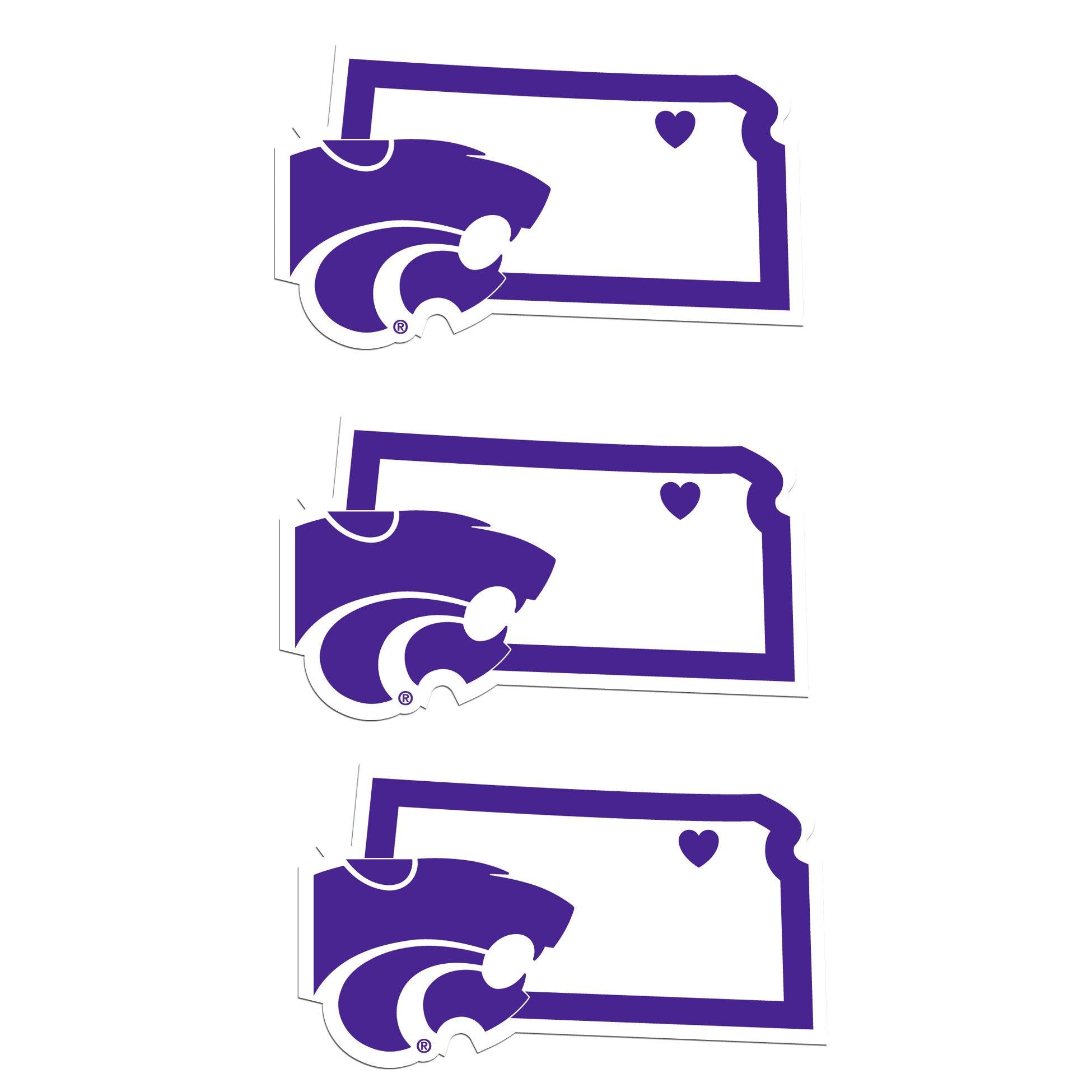 Kansas St. Wildcats Home State Decal, 3pk - Flyclothing LLC