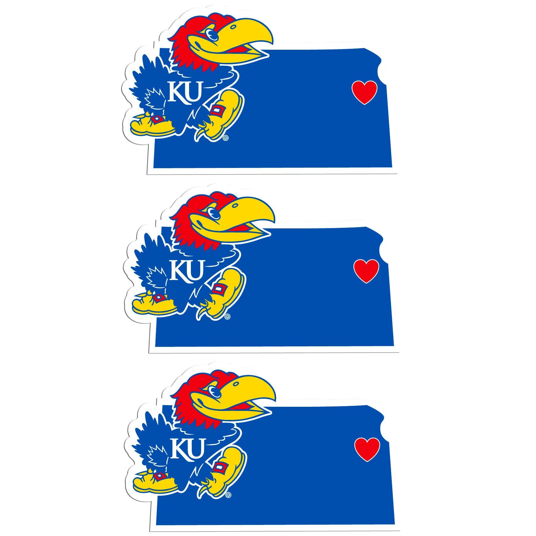 Kansas Jayhawks Home State Decal, 3pk - Flyclothing LLC