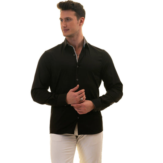 Gravity Homme Men's Long Sleeve Button Down / Pure Noir C3 - Gravity Homme