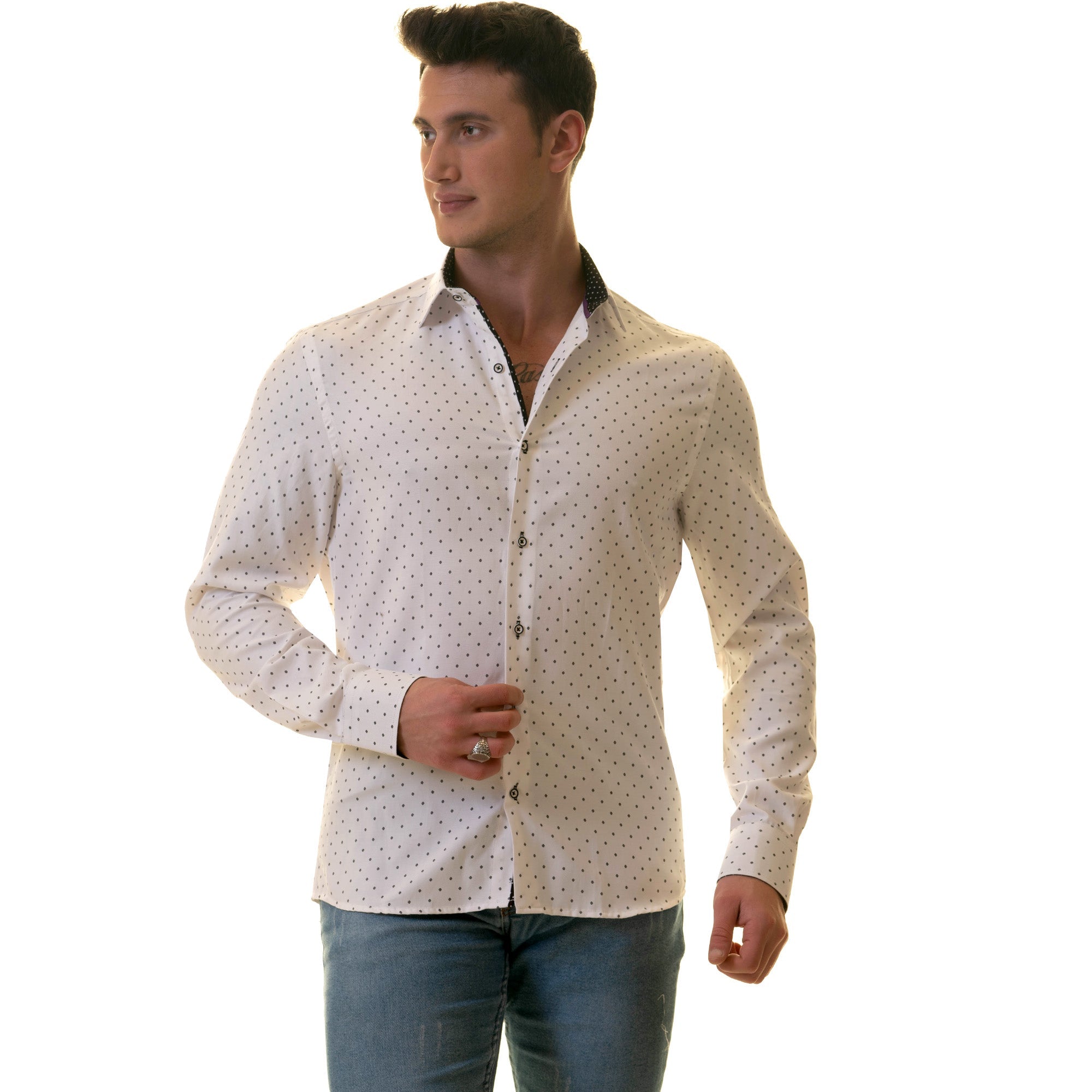 Gravity Homme Men's Long Sleeve Button Down / Dominic C4 - Flyclothing LLC