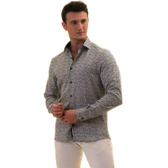 Gravity Homme Men's Long Sleeve Button Down / Picasso Gray C5 - Flyclothing LLC