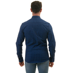 Gravity Homme Men's Long Sleeve Button Down / Incognito Blue C6 - Flyclothing LLC