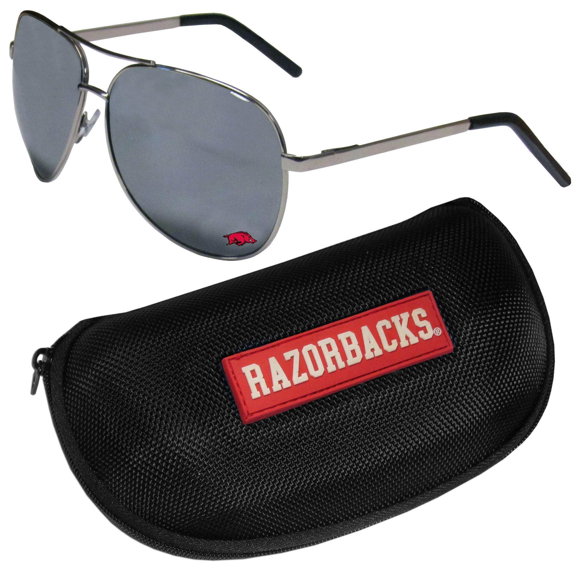 Arkansas Razorbacks Aviator Sunglasses and Zippered Carrying Case - Flyclothing LLC