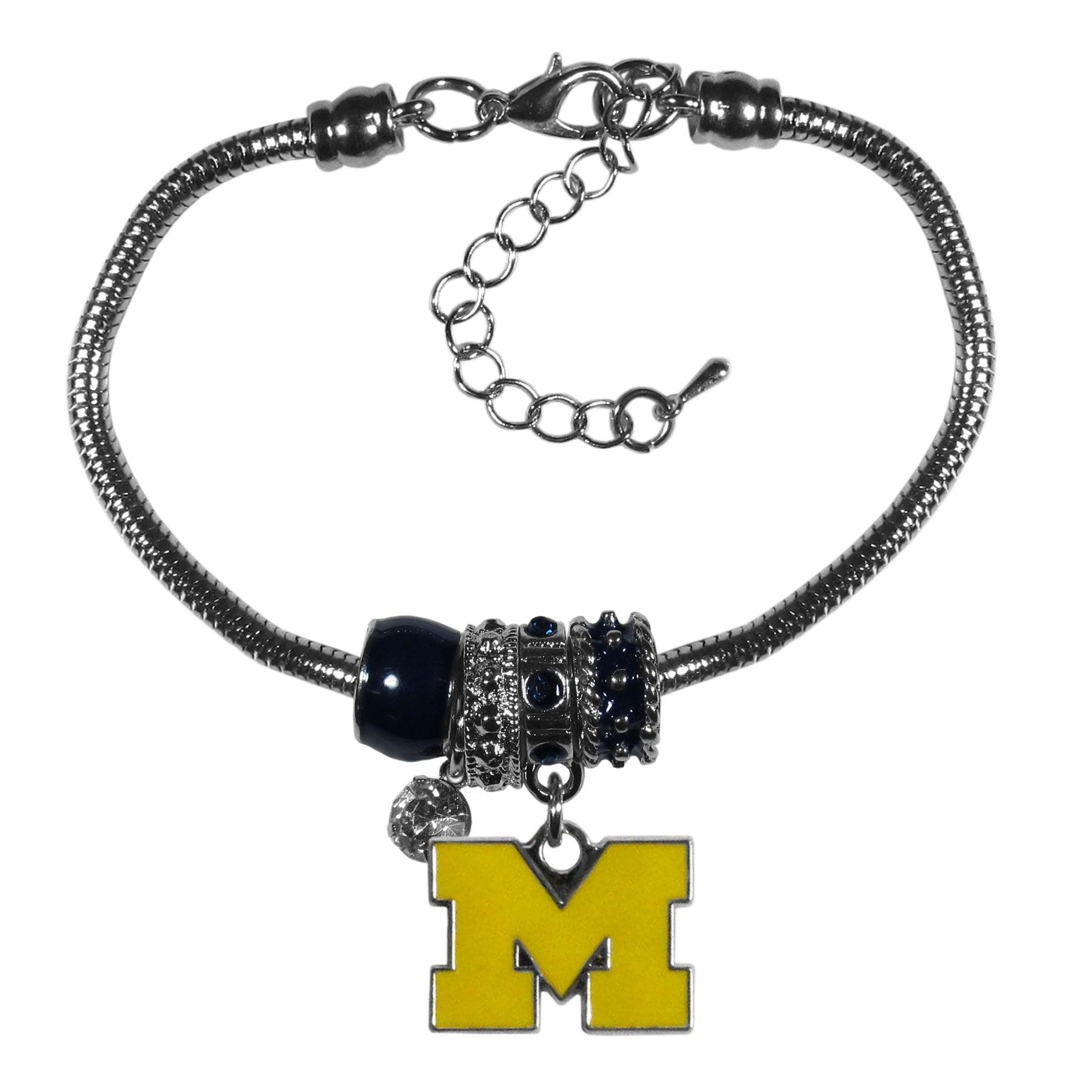 Michigan Wolverines Euro Bead Bracelet - Siskiyou Buckle