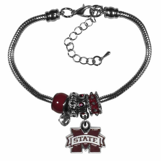 Mississippi St. Bulldogs Euro Bead Bracelet - Siskiyou Buckle