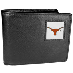 Texas Longhorns Leather Bi-fold Wallet Packaged in Gift Box - Flyclothing LLC