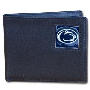 Penn St. Nittany Lions Leather Bi-fold Wallet Packaged in Gift Box - Flyclothing LLC