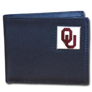 Oklahoma Sooners Leather Bi-fold Wallet Packaged in Gift Box - Flyclothing LLC
