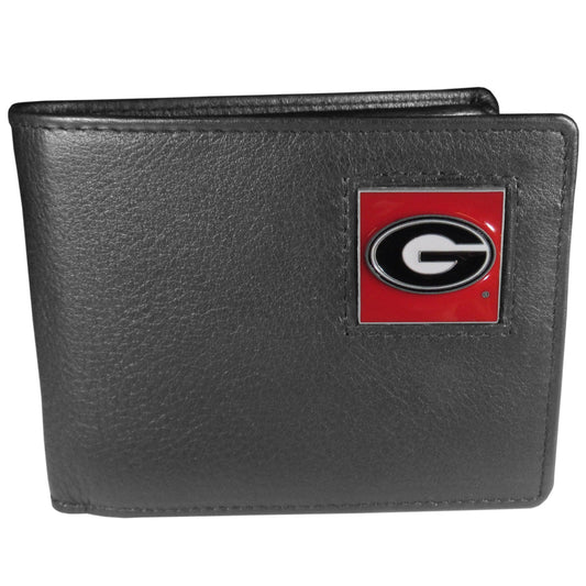 Georgia Bulldogs Leather Bi-fold Wallet Packaged in Gift Box - Flyclothing LLC