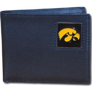 Iowa Hawkeyes Leather Bi-fold Wallet Packaged in Gift Box - Flyclothing LLC