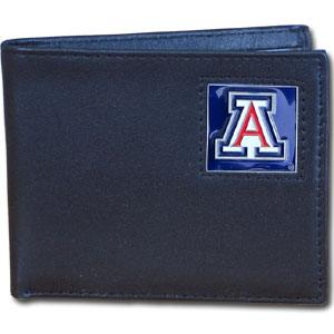 Arizona Wildcats Leather Bi-fold Wallet Packaged in Gift Box - Flyclothing LLC