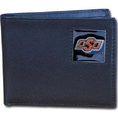 Oklahoma State Cowboys Leather Bi-fold Wallet Packaged in Gift Box - Siskiyou Buckle