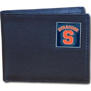 Syracuse Orange Leather Bi-fold Wallet Packaged in Gift Box - Flyclothing LLC