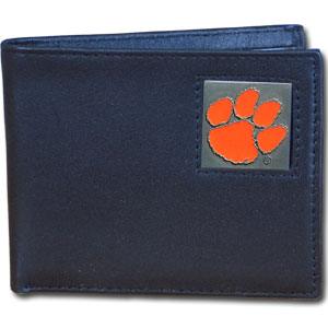 Clemson Tigers Leather Bi-fold Wallet - Siskiyou Buckle