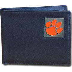 Clemson Tigers Leather Bi-fold Wallet Packaged in Gift Box - Flyclothing LLC