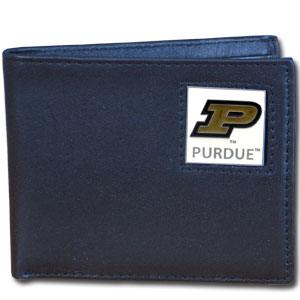 Purdue Boilermakers Leather Bi-fold Wallet Packaged in Gift Box - Siskiyou Buckle