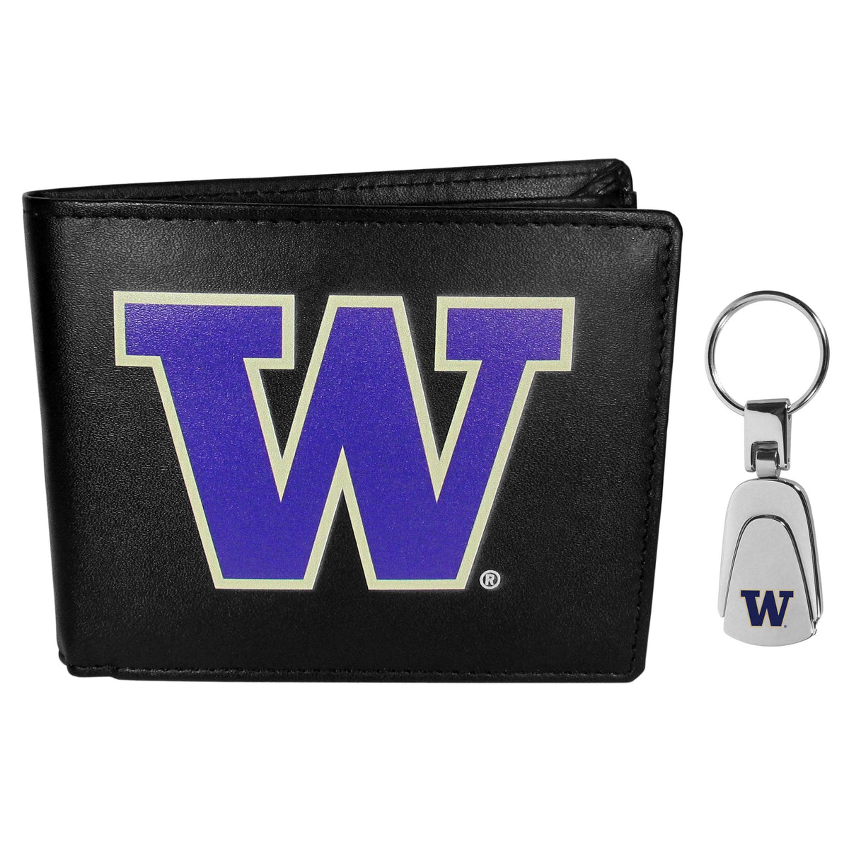 Washington Huskies Bi-fold Wallet & Steel Key Chain - Flyclothing LLC