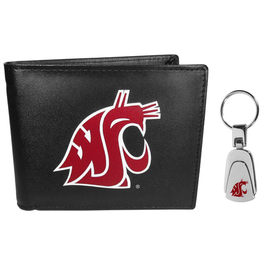 Washington St. Cougars Bi-fold Wallet & Steel Key Chain - Flyclothing LLC