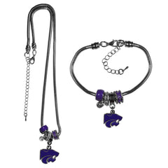 Kansas St. Wildcats Euro Bead Necklace and Bracelet Set - Flyclothing LLC