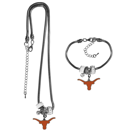 Texas Longhorns Euro Bead Necklace and Bracelet Set - Flyclothing LLC