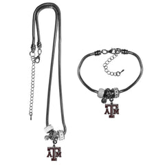 Texas A & M Aggies Euro Bead Necklace and Bracelet Set - Flyclothing LLC