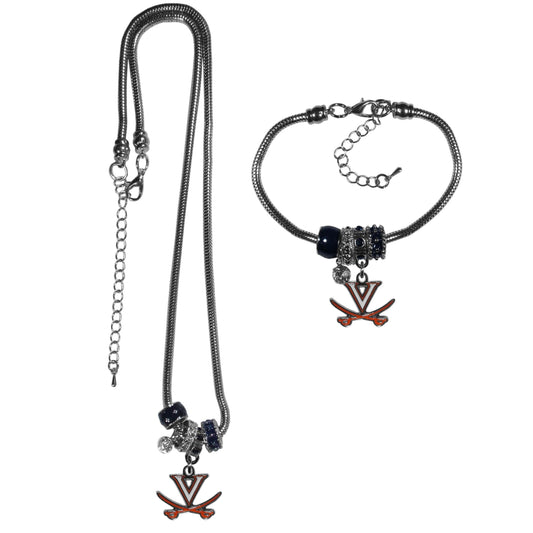 Virginia Cavaliers Euro Bead Necklace and Bracelet Set - Flyclothing LLC