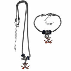 Virginia Cavaliers Euro Bead Necklace and Bracelet Set - Flyclothing LLC