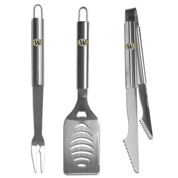 Washington Huskies 3 pc Stainless Steel BBQ Set - Flyclothing LLC