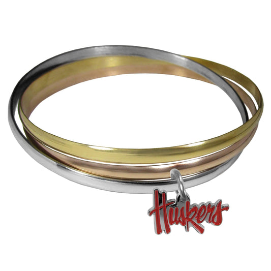 Nebraska Cornhuskers Tri-color Bangle Bracelet - Siskiyou Buckle