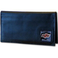 Oklahoma State Cowboys Deluxe Leather Checkbook Cover - Siskiyou Buckle