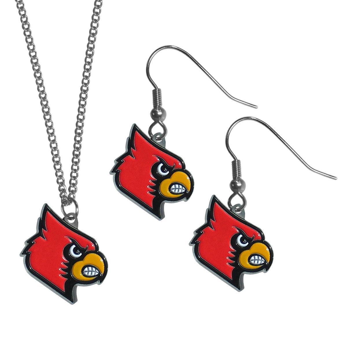 Louisville Cardinals Dangle Earrings and Chain Necklace Set - Flyclothing LLC