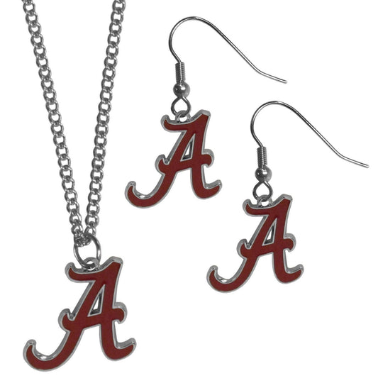 Alabama Crimson Tide Dangle Earrings and Chain Necklace Set - Flyclothing LLC