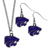 Kansas St. Wildcats Dangle Earrings and Chain Necklace Set - Flyclothing LLC