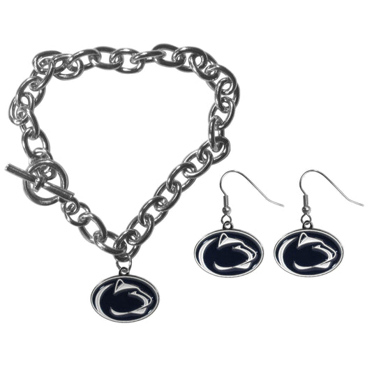 Penn St. Nittany Lions Chain Bracelet and Dangle Earring Set - Flyclothing LLC