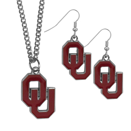 Oklahoma Sooners Dangle Earrings and Chain Necklace Set - Siskiyou Buckle